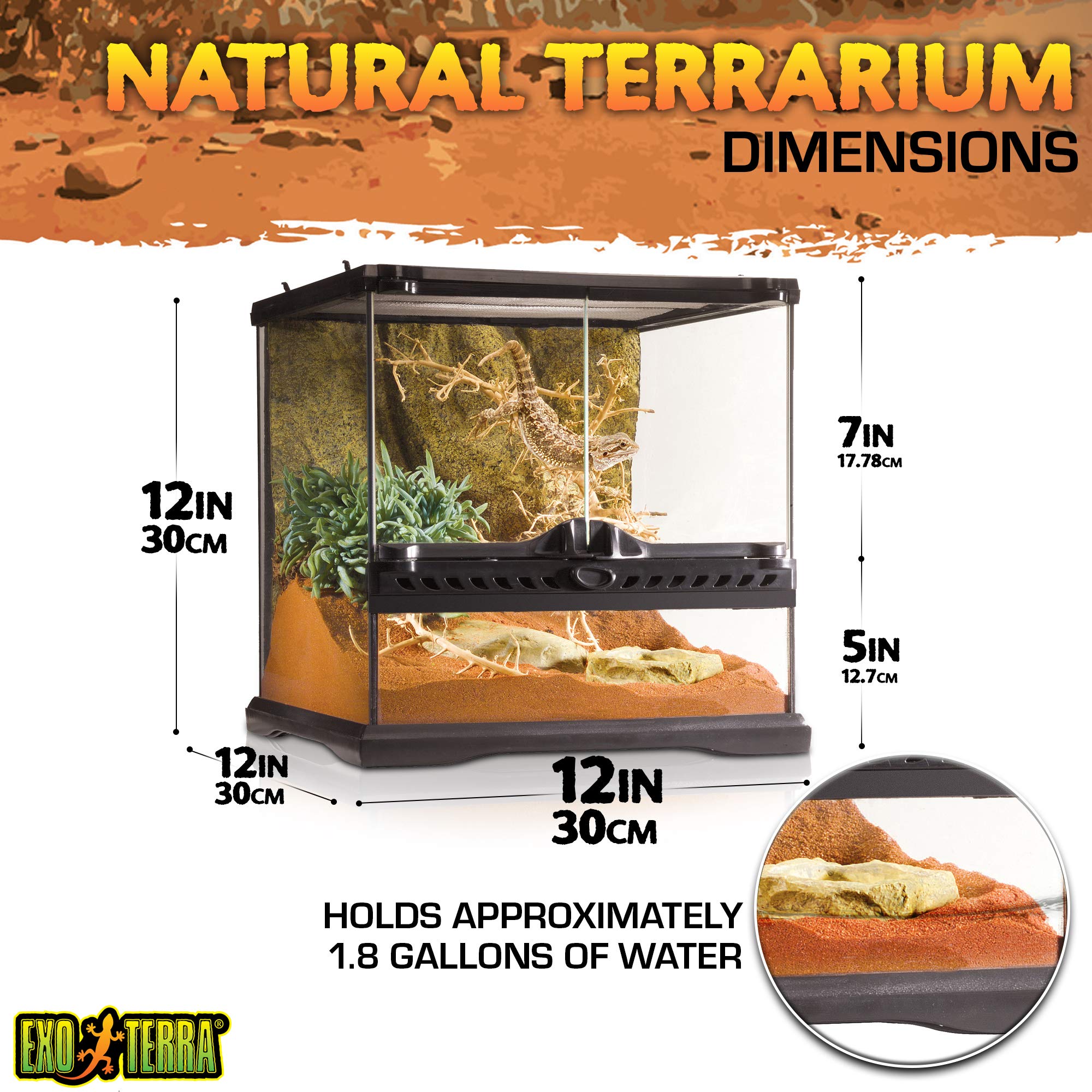 Exo Terra Glass Terrarium Kit, for Reptiles and Amphibians, Mini Wide, 12 x 12 x 12 Inches, PT2600A1 - Image 3