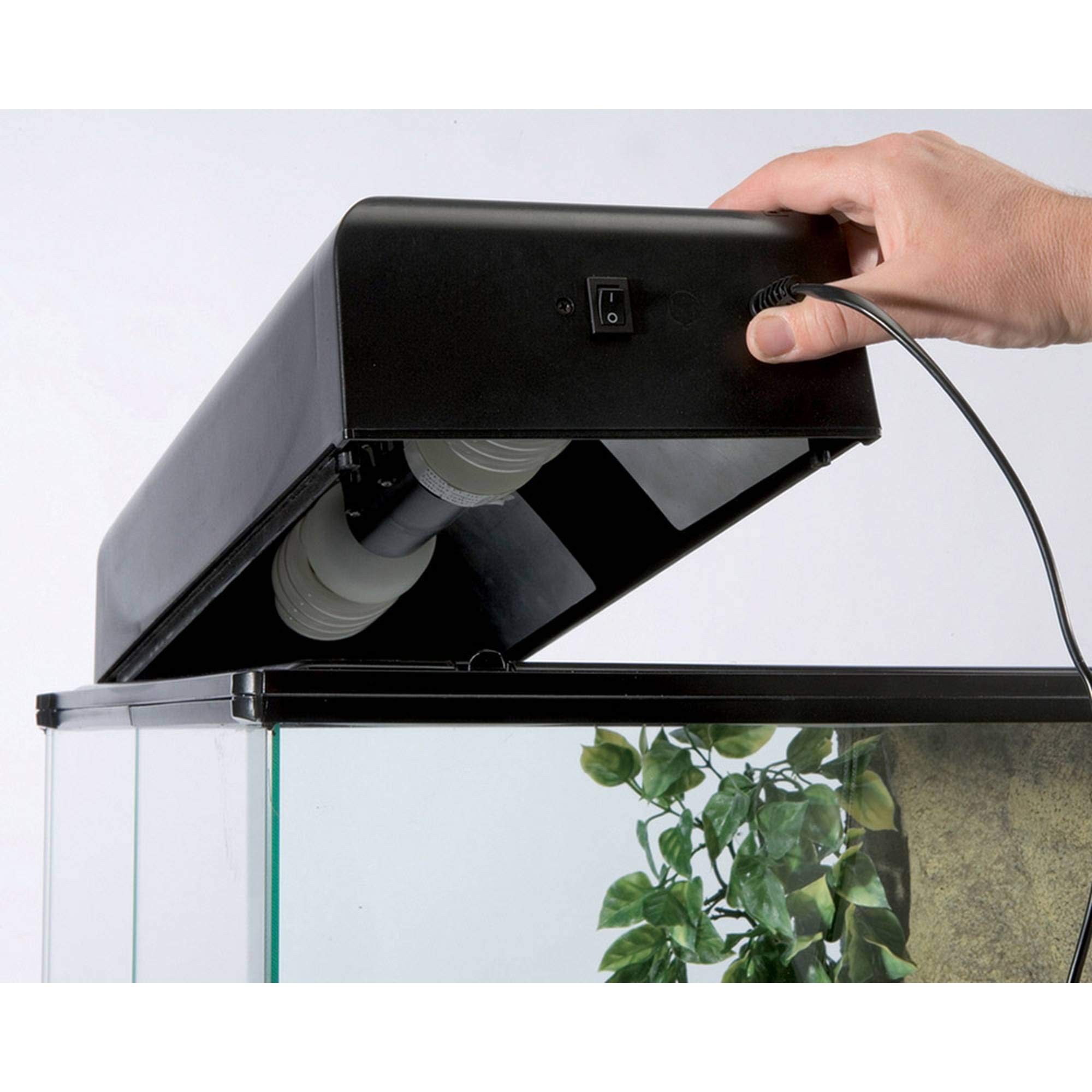 Hagen Exo Terra Mini Compact Incandescent Light Fixture for Exo Terra Glass Terrariums PT2600/PT2602 – Measures 11.8” x 3.5” x 5.9”, Black - Image 4